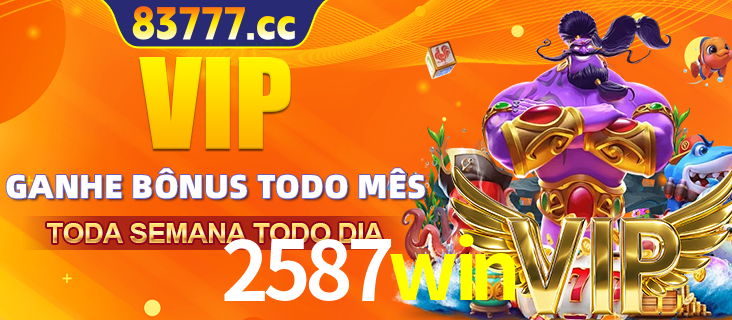 Banner promocional do 2587win oferecendo 100% de recompensas adicionais contínuas para quem fizer o login diário (Daily sign-in), com um mascote de coelho.