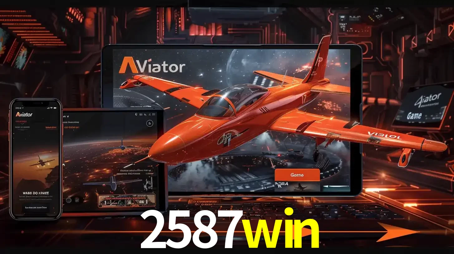 Apresentação tecnológica do jogo Aviator com um avião saindo da tela de um tablet, demonstrando a experiência imersiva em múltiplos dispositivos no 2587win.