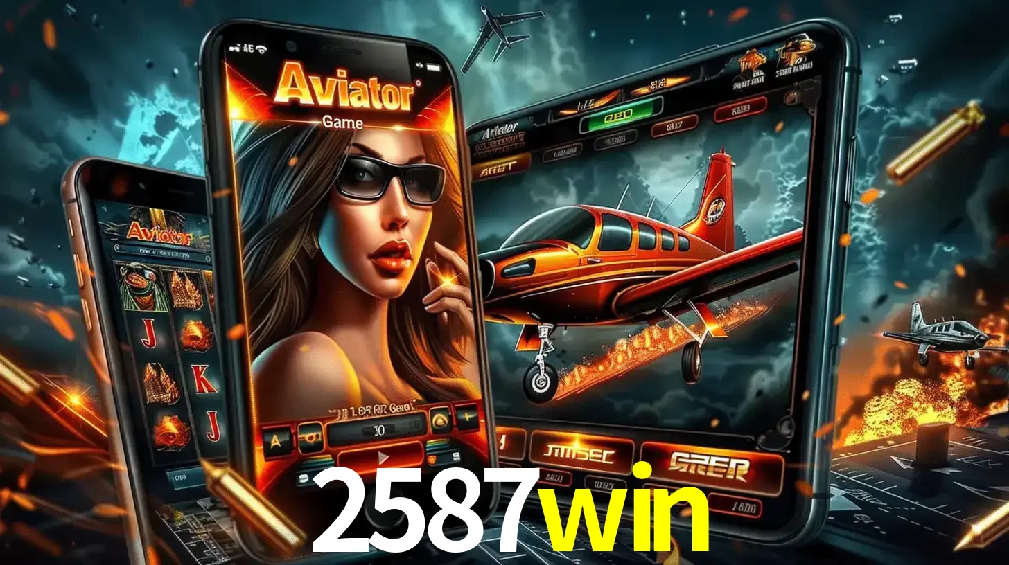 O popular jogo de apostas Aviator exibido em vários celulares e tablets, mostrando a interface emocionante e a ação de voo disponíveis para jogar agora no 2587win.