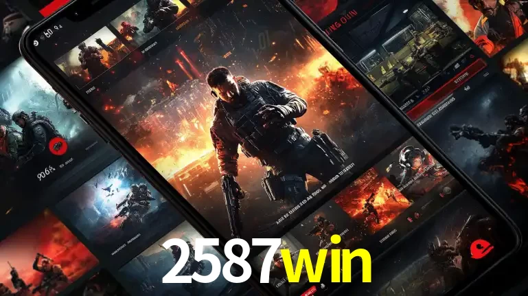 Tela de um celular exibindo uma galeria de jogos de tiro com temática militar, mostrando a variedade de e-sports disponíveis para apostas na plataforma de entretenimento 2587win.